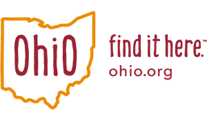 TourismOhio Ohio. Find It Here. Ohio.org logo in red and yellow